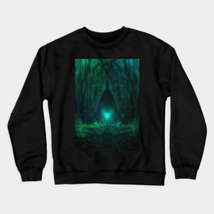 Special processing. Trail to the dark forest, where monster live. There light there. Aquamarine. Crewneck Sweatshirt